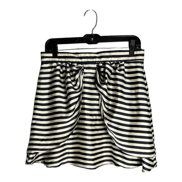 H&M Navy Blue and White Striped Mini Skirt Bow on Front Size 12 - Picture 1 of 6